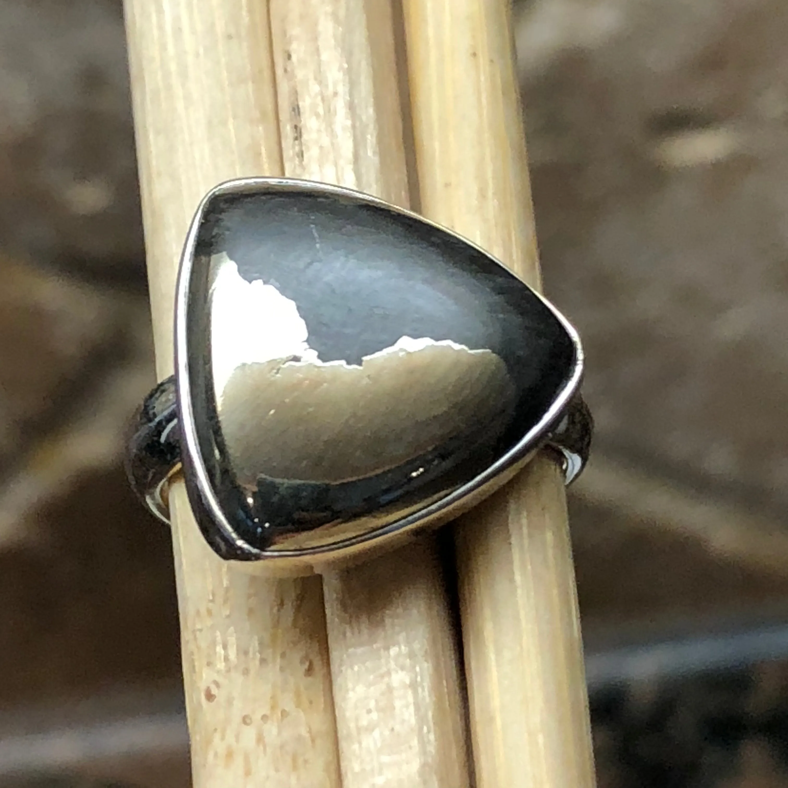 Natural Pyrite in Magnetite 925 Solid Sterling Silver Ring Size 5.75