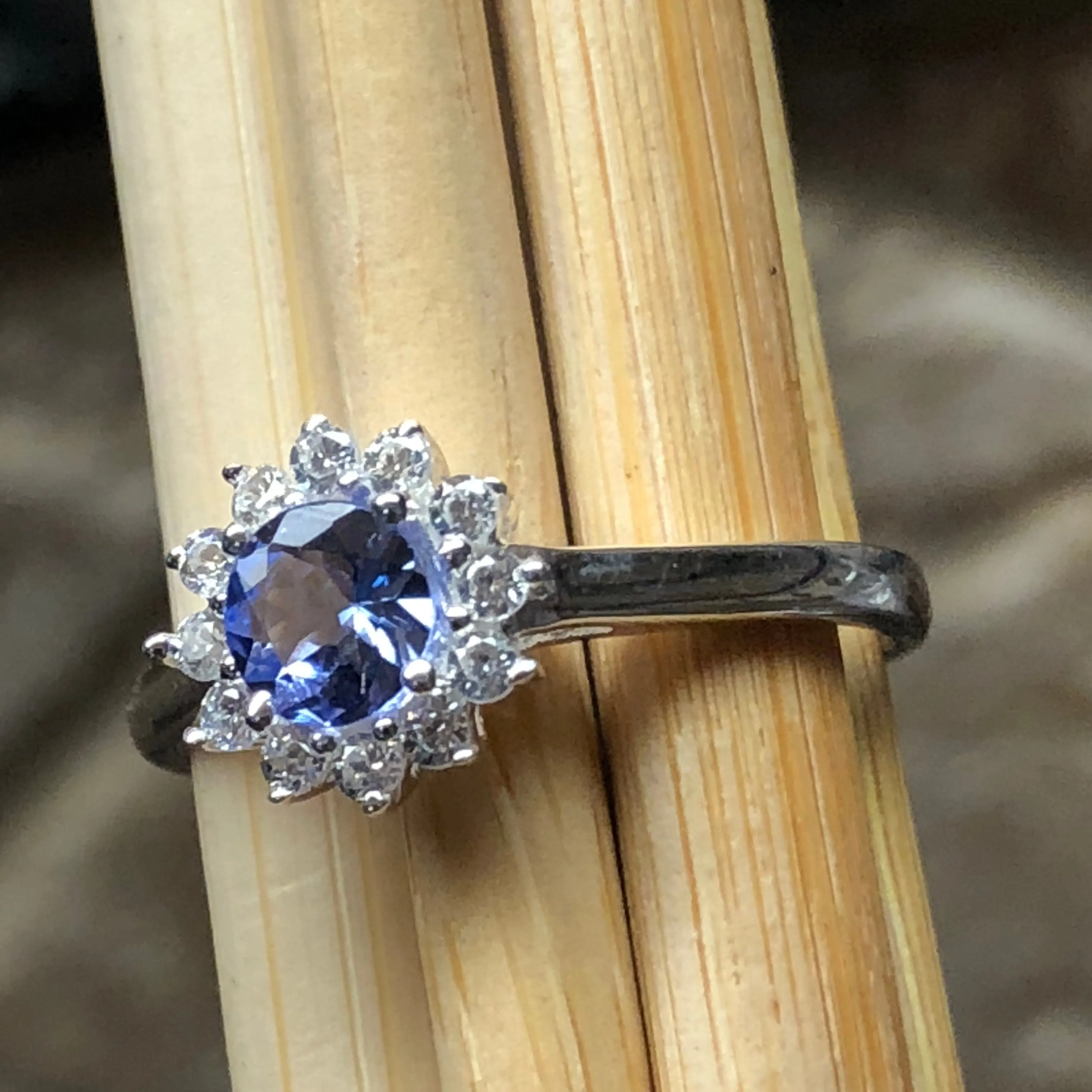 Natural Tanzanite 925 Solid Sterling Silver Engagement Ring Size 6, 8, 9