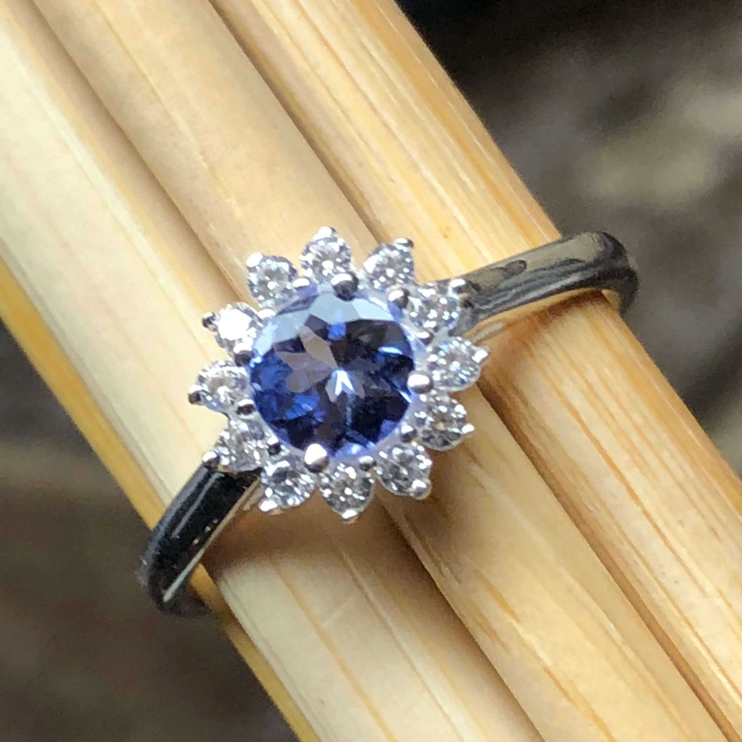 Natural Tanzanite 925 Solid Sterling Silver Engagement Ring Size 6, 8, 9