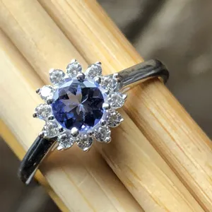 Natural Tanzanite 925 Solid Sterling Silver Engagement Ring Size 6, 8, 9