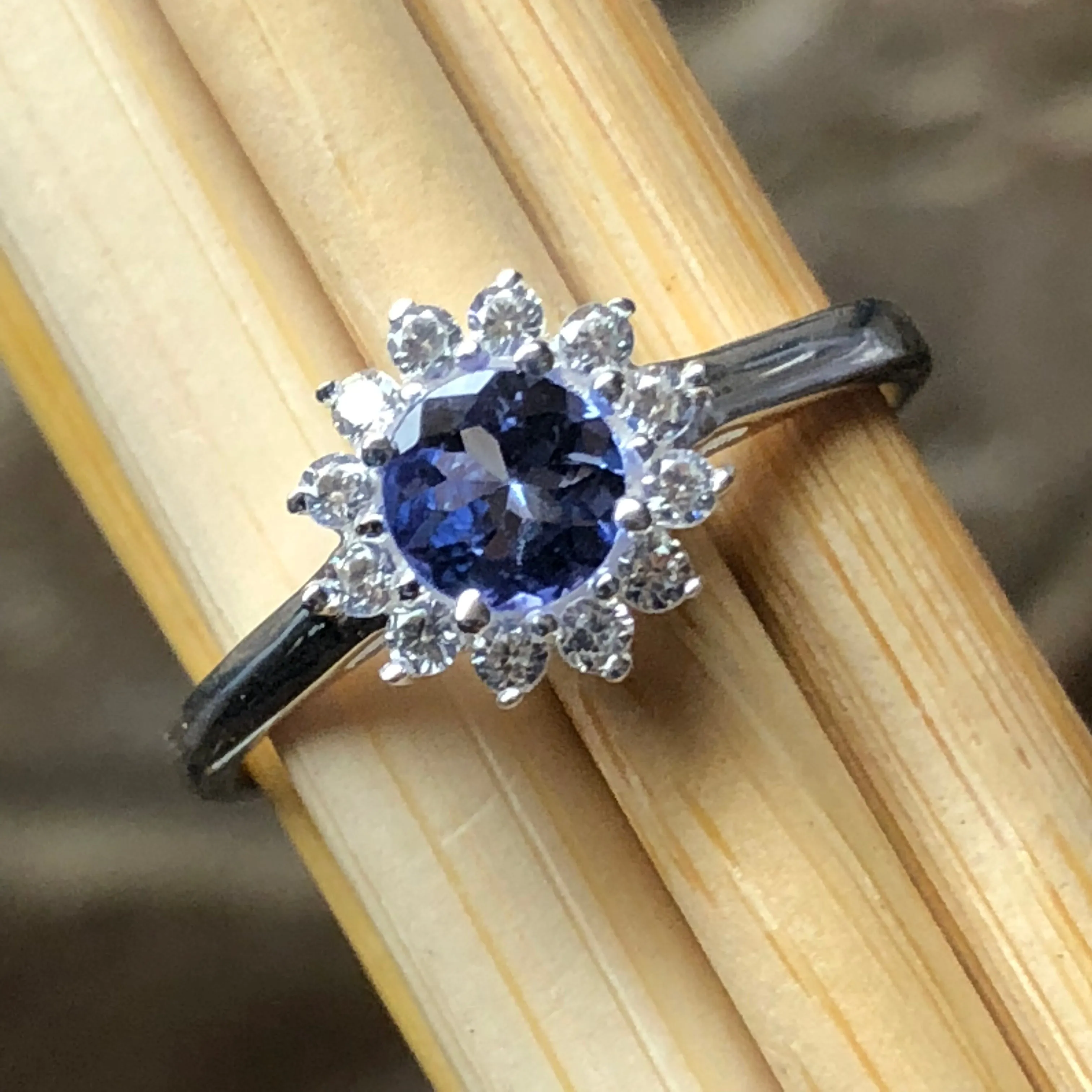 Natural Tanzanite 925 Solid Sterling Silver Engagement Ring Size 6, 8, 9
