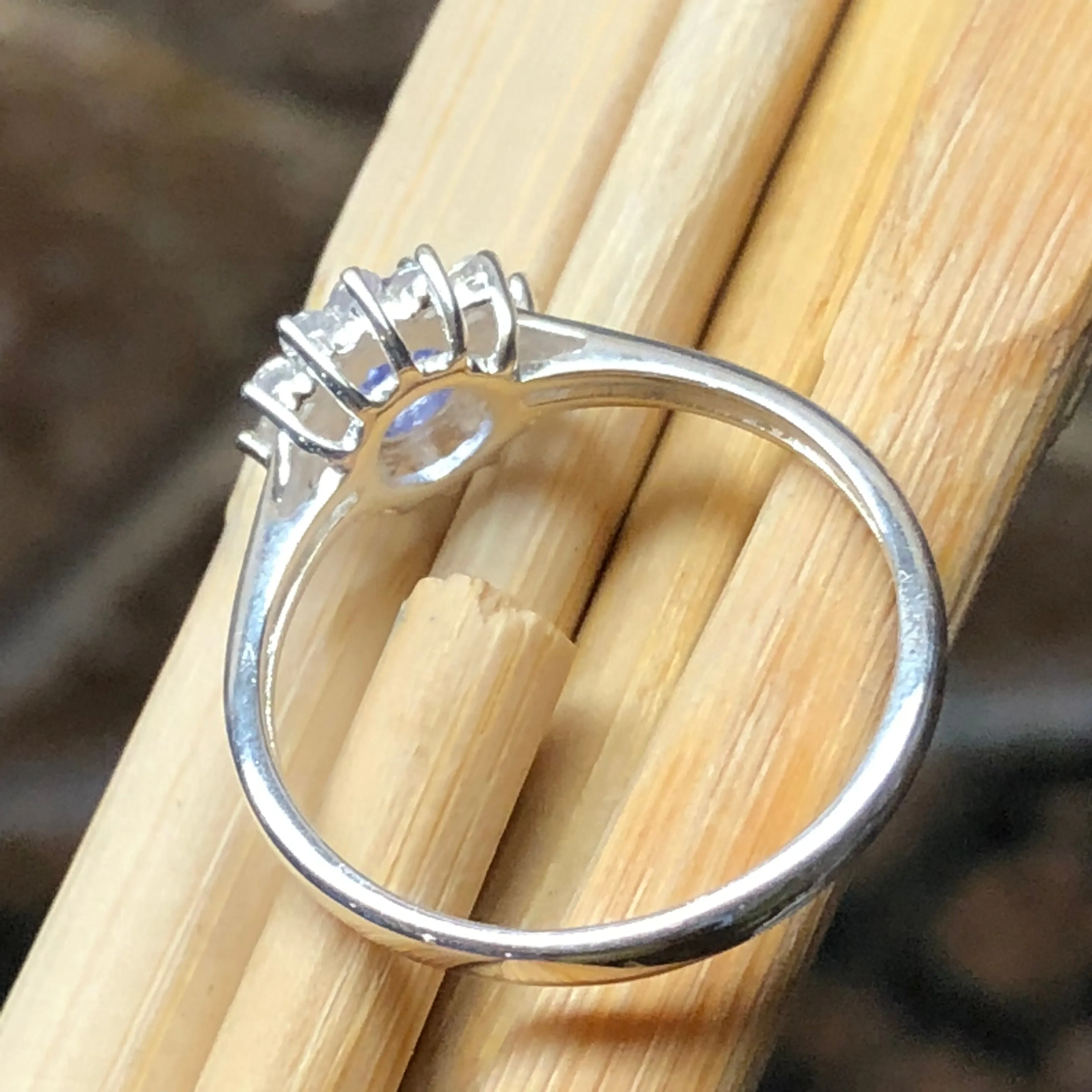 Natural Tanzanite 925 Solid Sterling Silver Engagement Ring Size 6, 8, 9