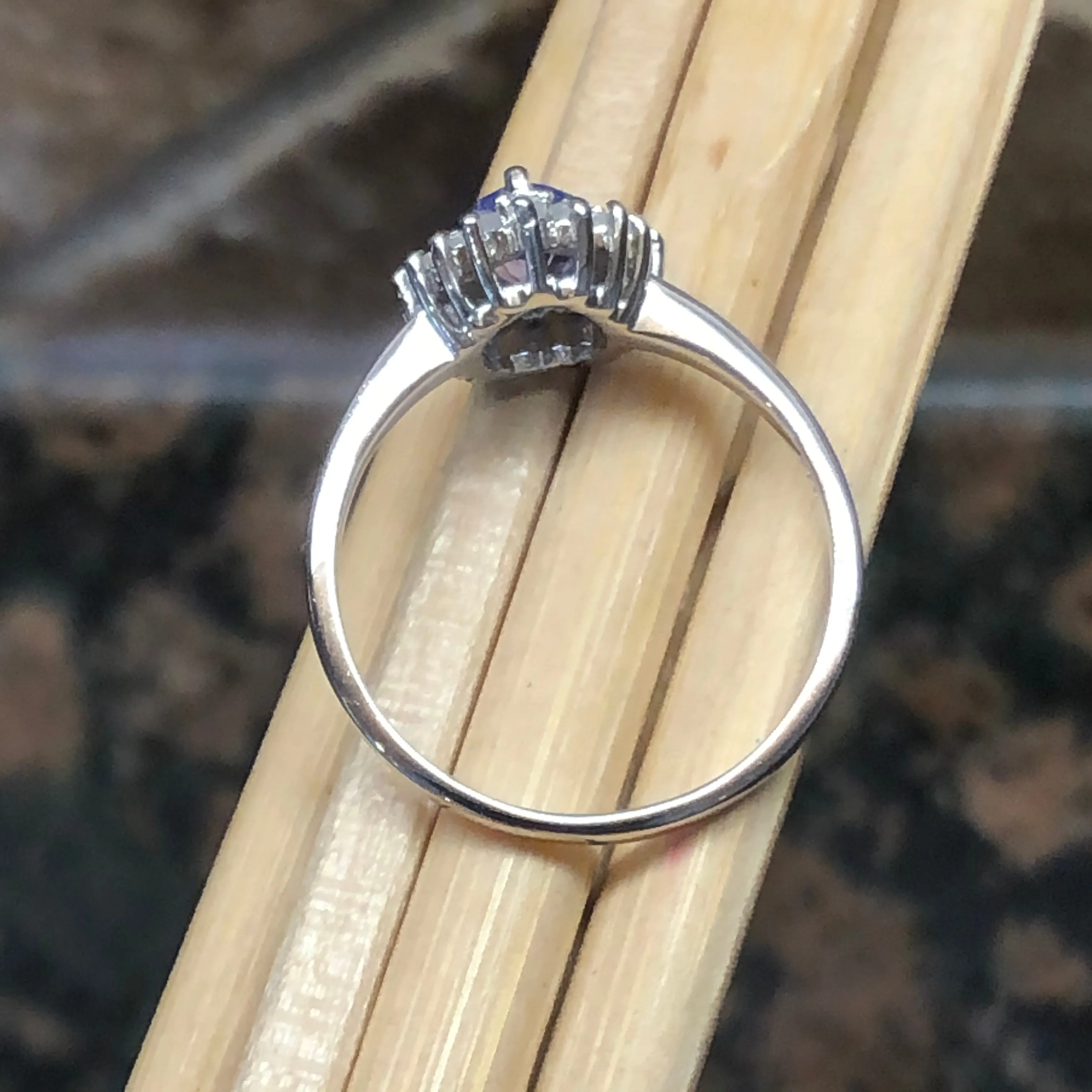 Natural Tanzanite, Moonstone 925 Solid Sterling Silver Engagement Ring Size 6, 7, 8, 9