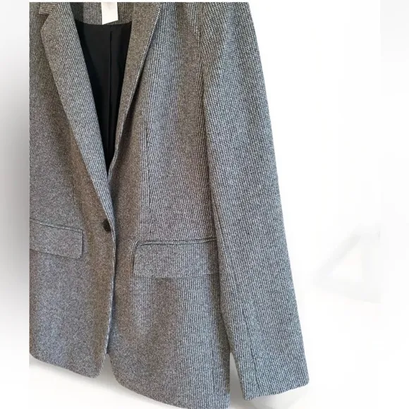 NEW Ann Taylor LOFT Women's Blazer Houndstooth Gray Lined Size 6 Business Attire