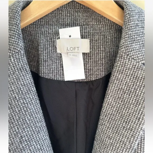 NEW Ann Taylor LOFT Women's Blazer Houndstooth Gray Lined Size 6 Business Attire