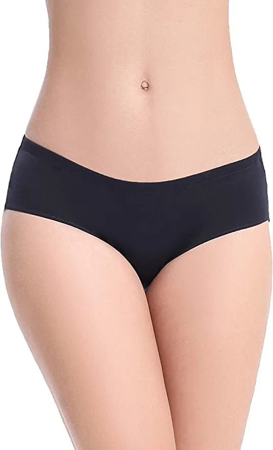 New LIQQY Women's 4 Pack Mid Rise Cotton Lace Back Full Coverage Brief Panty Underwear, Black, Sz XL!