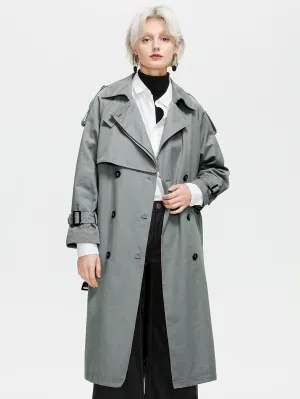 New Retails $194  Jackets for Women Women's Jacket Buckle Strap Double Breasted Trench Coat Jackets (Color : Dark Grey, Size : XXL)