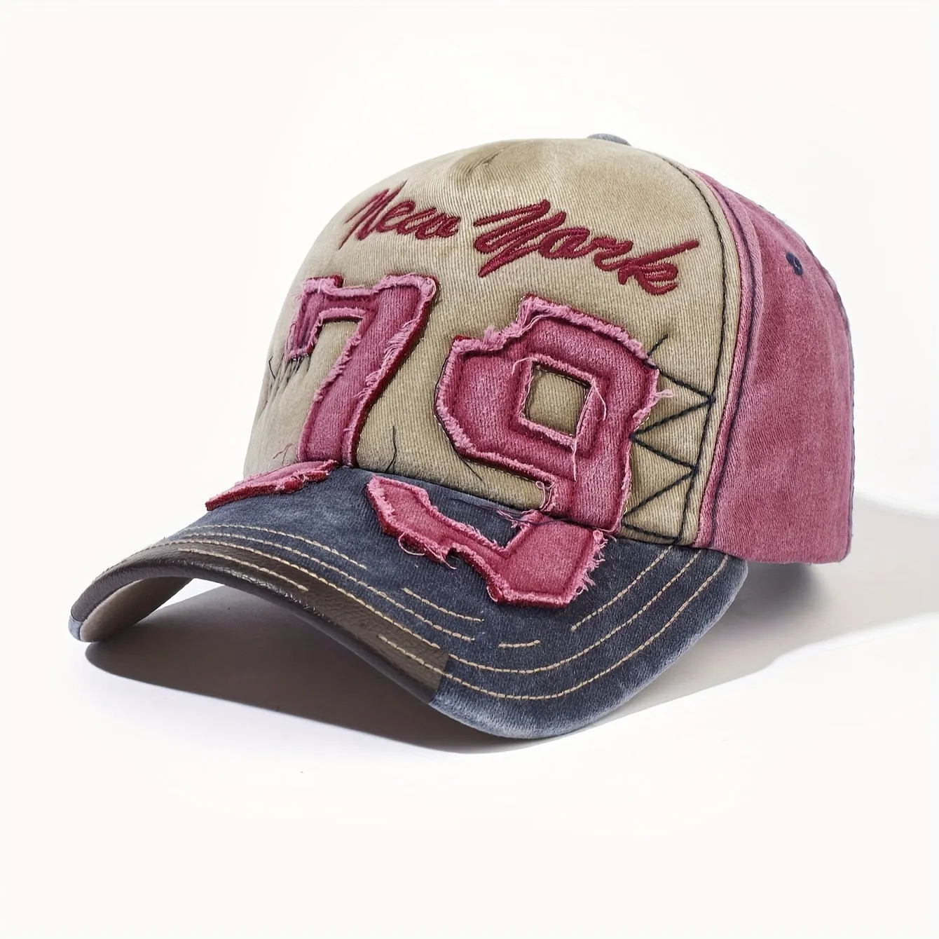 New York 79 Embroidery Baseball  Vintage Distressed Sun Hat