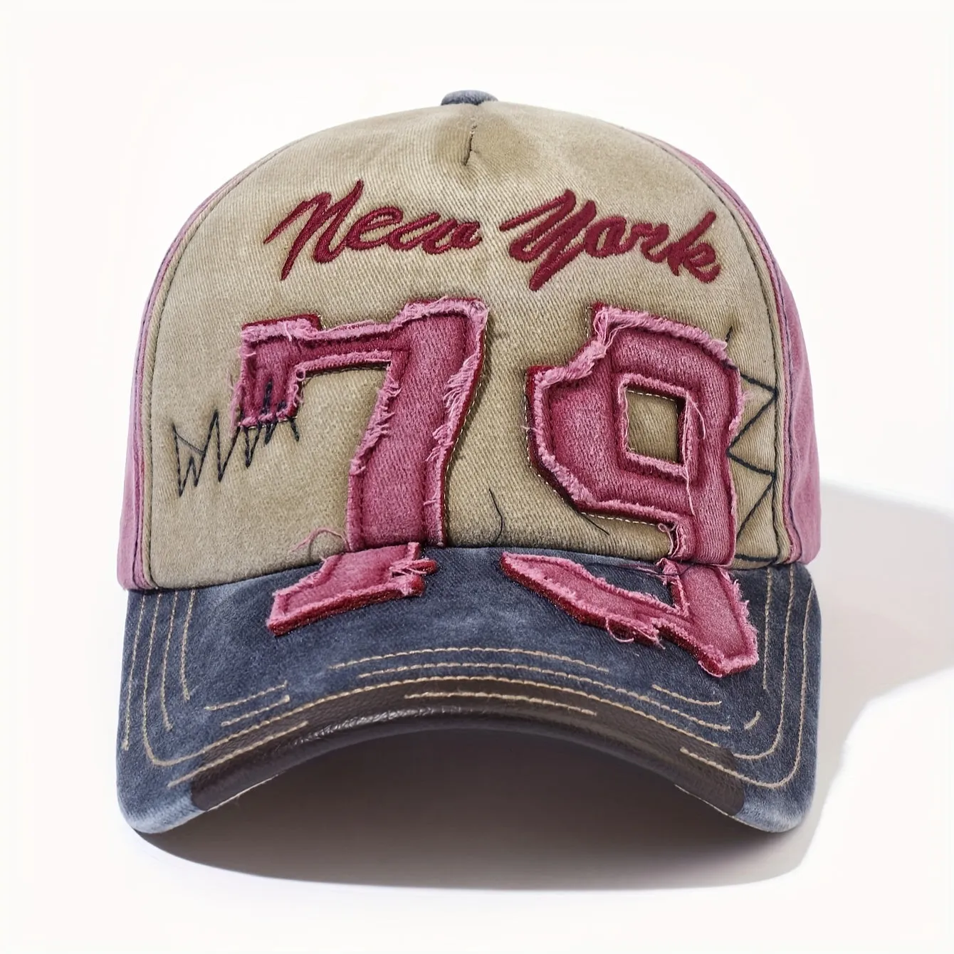 New York 79 Embroidery Baseball  Vintage Distressed Sun Hat