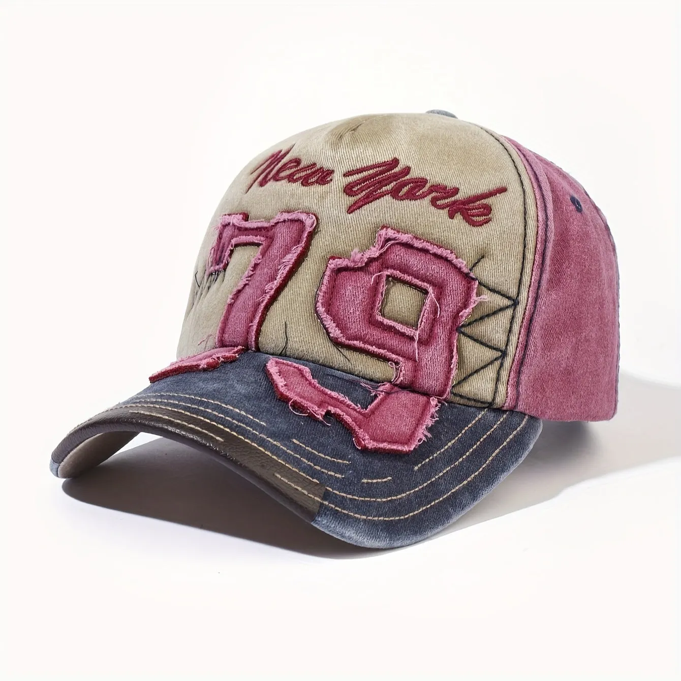 New York 79 Embroidery Baseball  Vintage Distressed Sun Hat