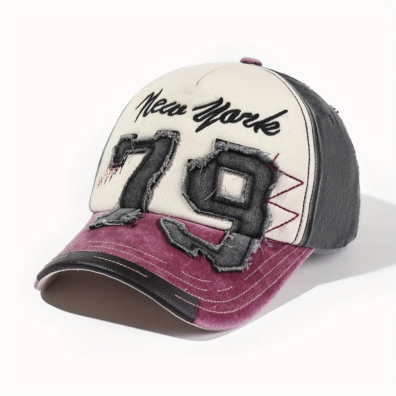 New York 79 Embroidery Baseball  Vintage Distressed Sun Hat