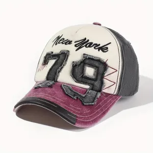 New York 79 Embroidery Baseball  Vintage Distressed Sun Hat