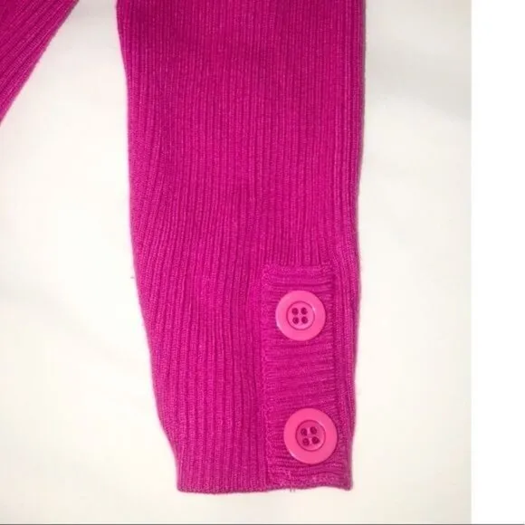 NEW YORK &amp; CO.- WOMEN PULLOVER V-NECK BELTED KNIT SWEATER TOP-MAGENTA SIZE SMALL