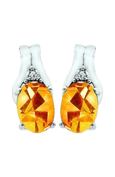 November Birthstone Earring with Diamond Accent set in 10K White Gold