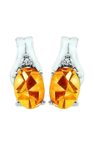November Birthstone Earring with Diamond Accent set in 10K White Gold
