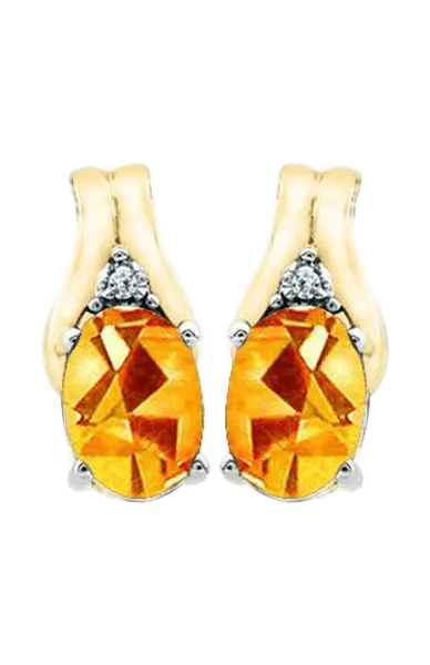 November Birthstone Earring with Diamond Accent set in 10k Yellow gold