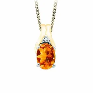 November Birthstone Pendant with Diamond Accent set in 10K Yellow gold