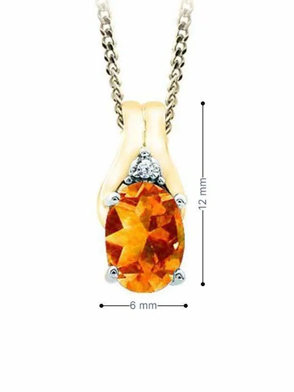 November Birthstone Pendant with Diamond Accent set in 10K Yellow gold