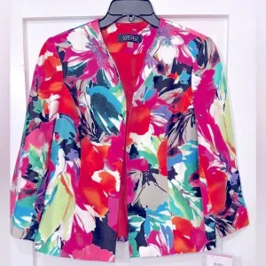 NWT Kasper Women's Tropical Floral Printed Flyaway Suit Jacket Lined size 6