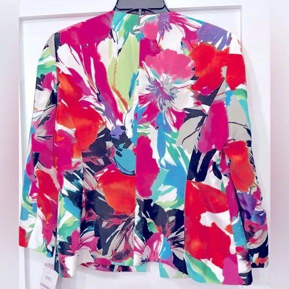 NWT Kasper Women's Tropical Floral Printed Flyaway Suit Jacket Lined size 6