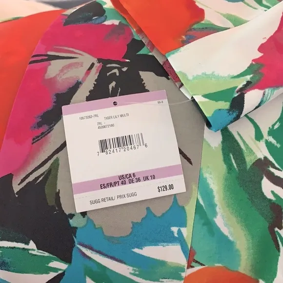 NWT Kasper Women's Tropical Floral Printed Flyaway Suit Jacket Lined size 6