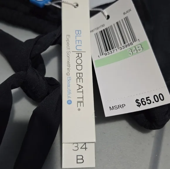 NWT Women's Bleu Rod Beattie Bikini Top Size 34B Black