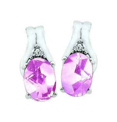 October Birthstone Earring with Diamond Accent set in 10K White Gold