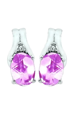 October Birthstone Earring with Diamond Accent set in 10K White Gold