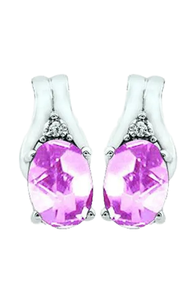October Birthstone Earring with Diamond Accent set in 10K White Gold