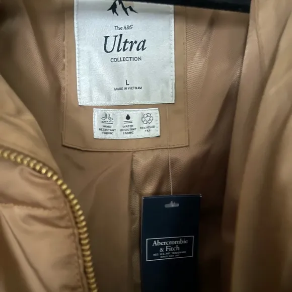 Olive Collection Puffer Jacket - Women's Large, Taupe, Zip-Up