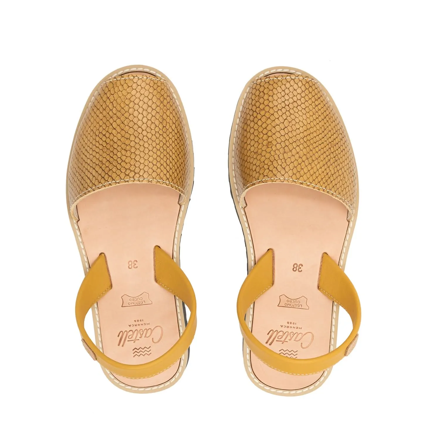 Open Toe Leather Sandal For Women - Madona 1056H Volanato Ciervo