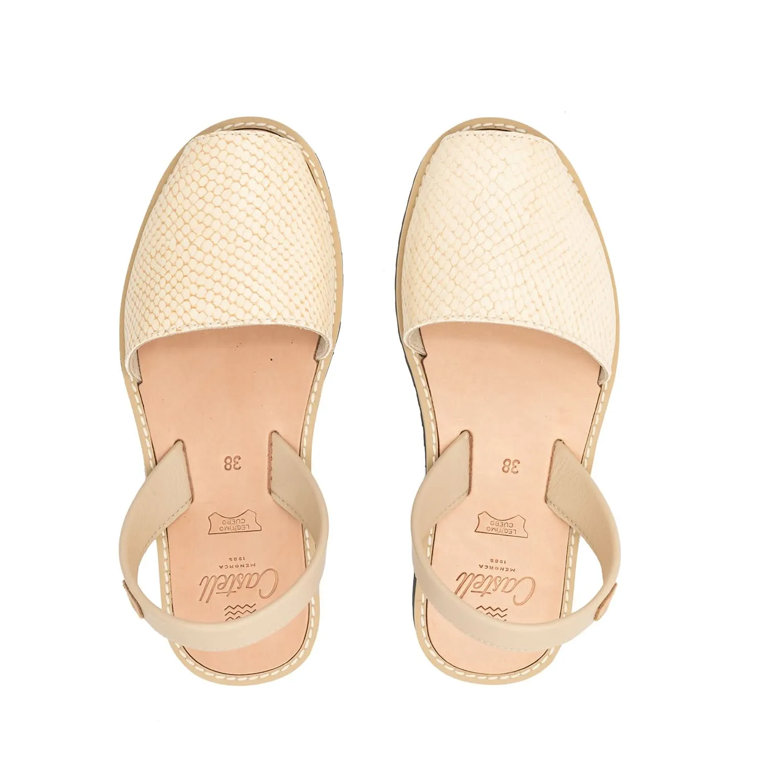 Open Toe Leather Sandal For Women - Madona 1056H Volanato Ciervo