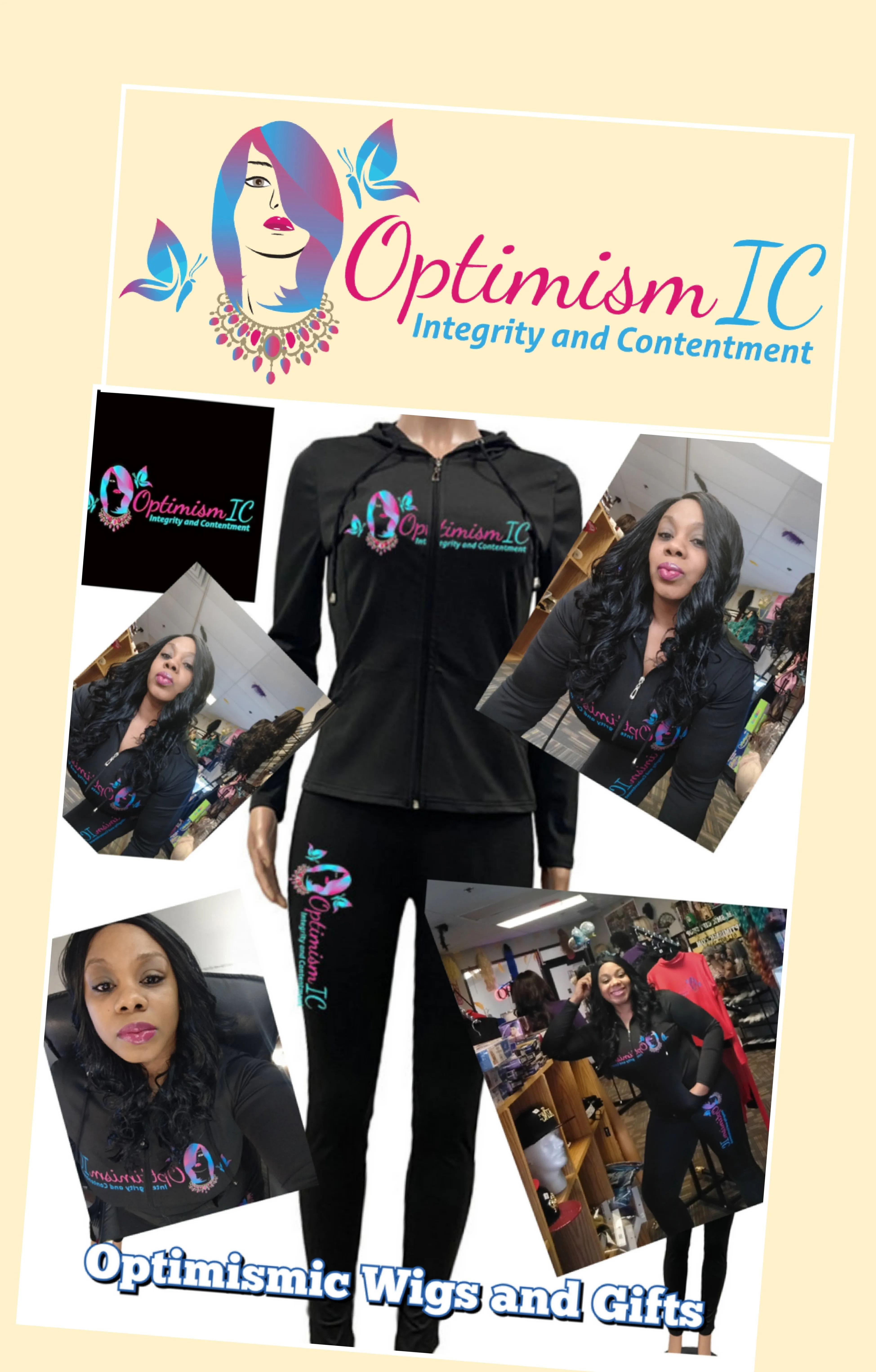 OptimismIC Integrity and Contentment 2pc Jogging Suit $35 Optimismic Wigs and Gifts St Paul MN