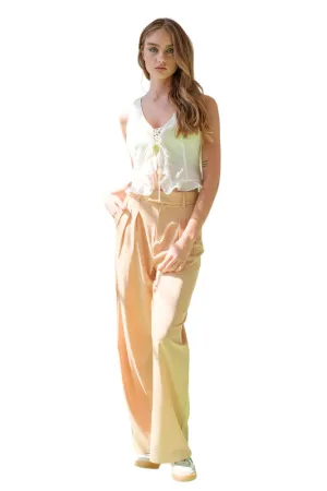 Papermoon Emilia Sleeveless V-Neck Lace-Up Frill Top White
