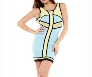 Pastel Colorblock Outlined Tank Dress