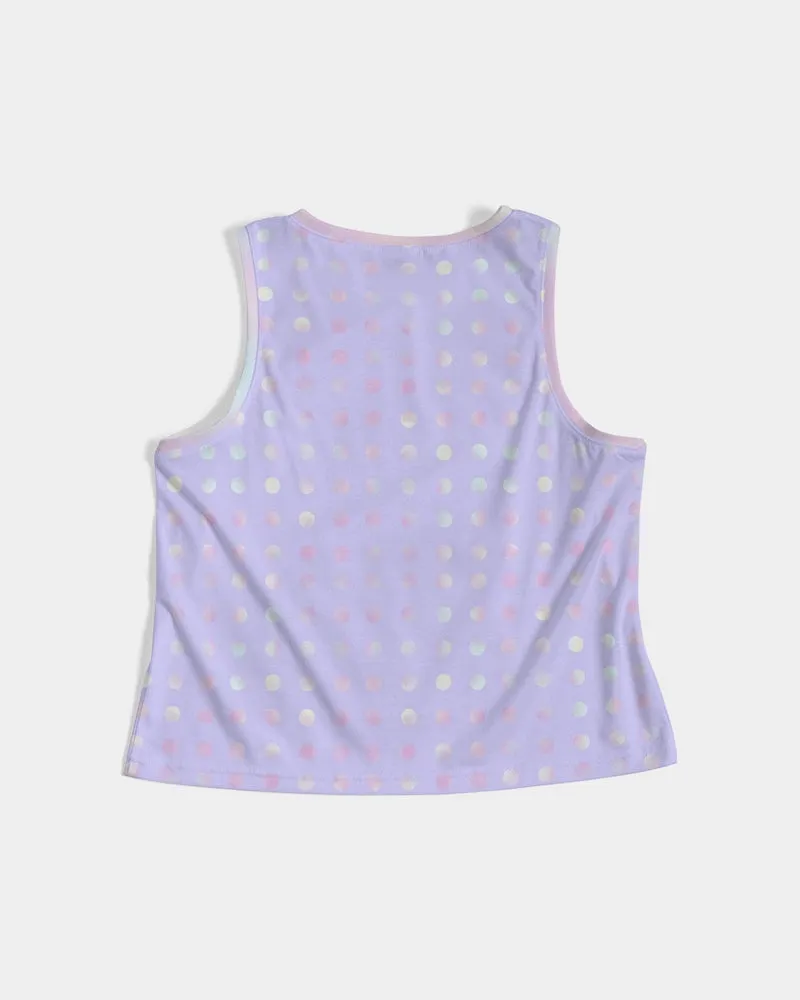 pastel purple polka-dot cropped tank