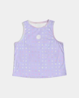 pastel purple polka-dot cropped tank