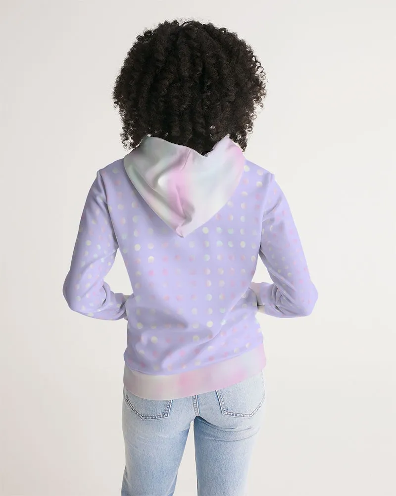 pastel purple polka-dot hoodie