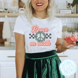 Peace on Earth Tee | Women | Christmas | Santa | Adult |