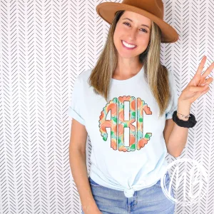 Peach Monogram Tee | Monogram | Women's Tee | Youth Tee |