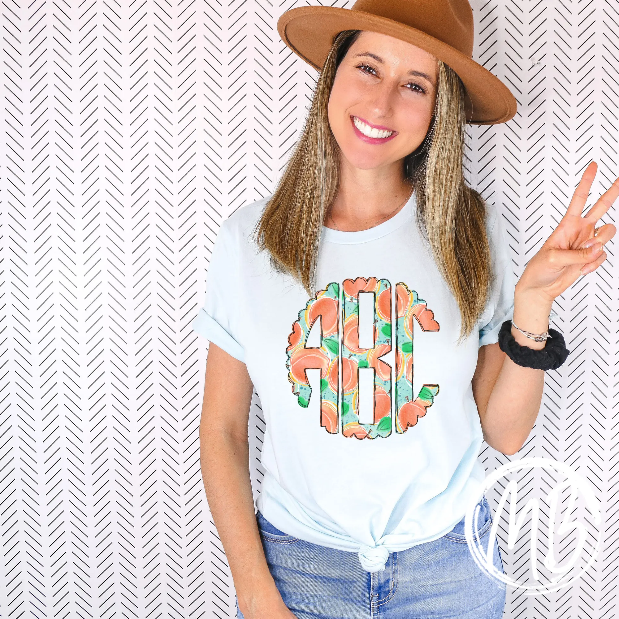 Peach Monogram Tee | Monogram | Women's Tee | Youth Tee |