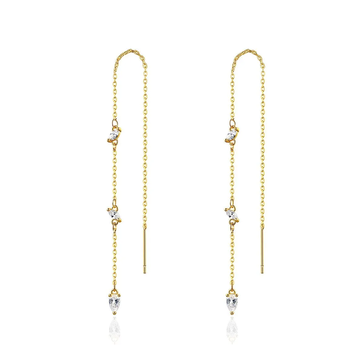 Pear Crystal & 18K Gold-Plated Ear Threader