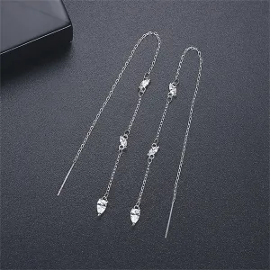 Pear Crystal & Silver-Plated Ear Threaders
