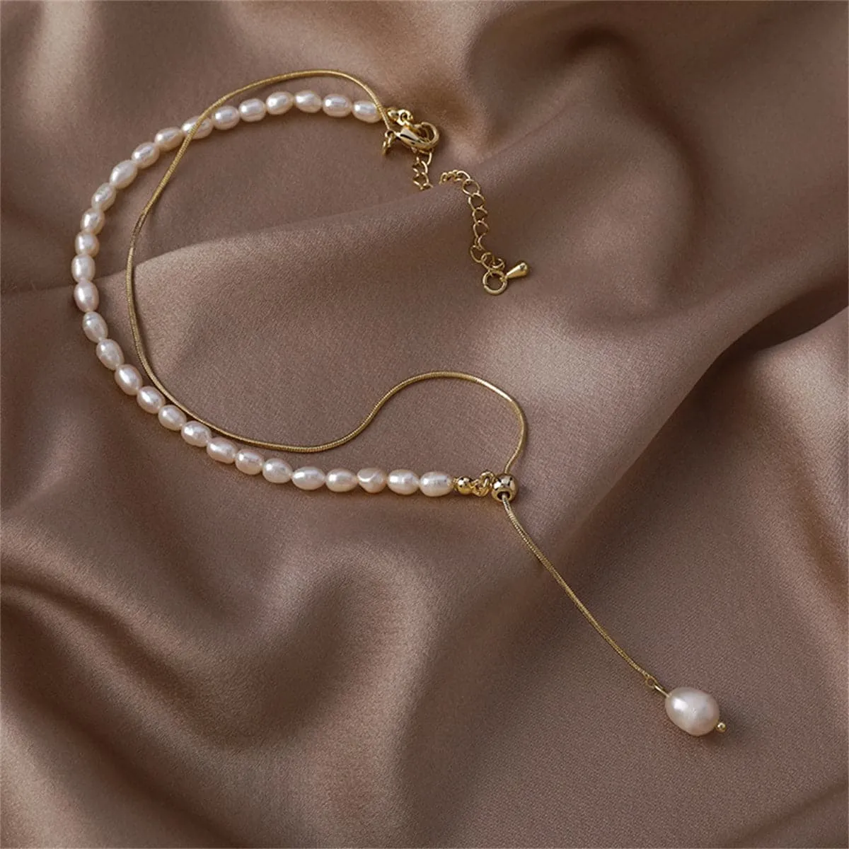 Pearl & 18K Gold-Plated Drop Necklace