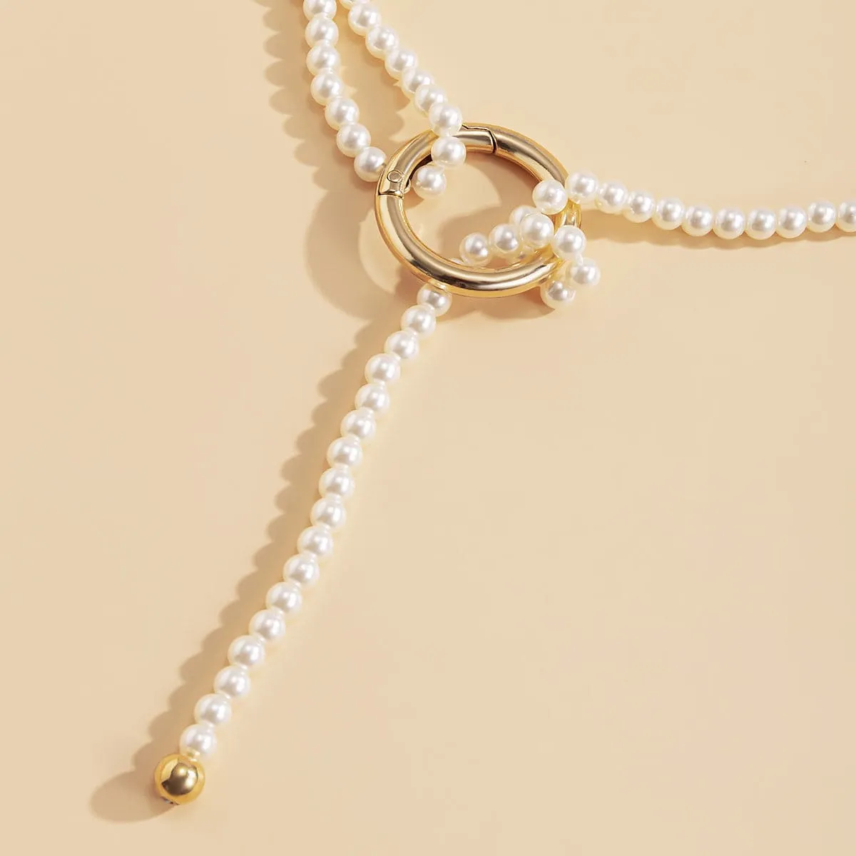 Pearl & 18K Gold-Plated Layered Lariat Necklace
