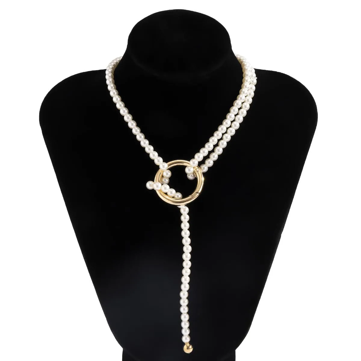 Pearl & 18K Gold-Plated Layered Lariat Necklace