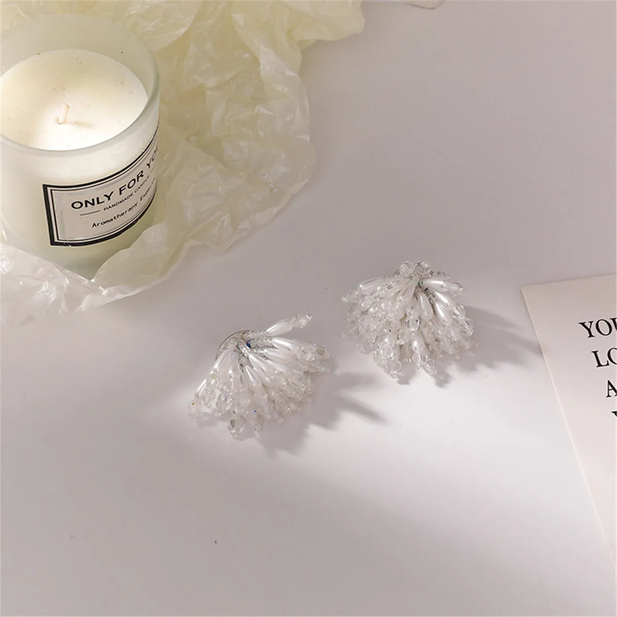 Pearl & Acrylic Silver-Plated Cluster Stud Earrings