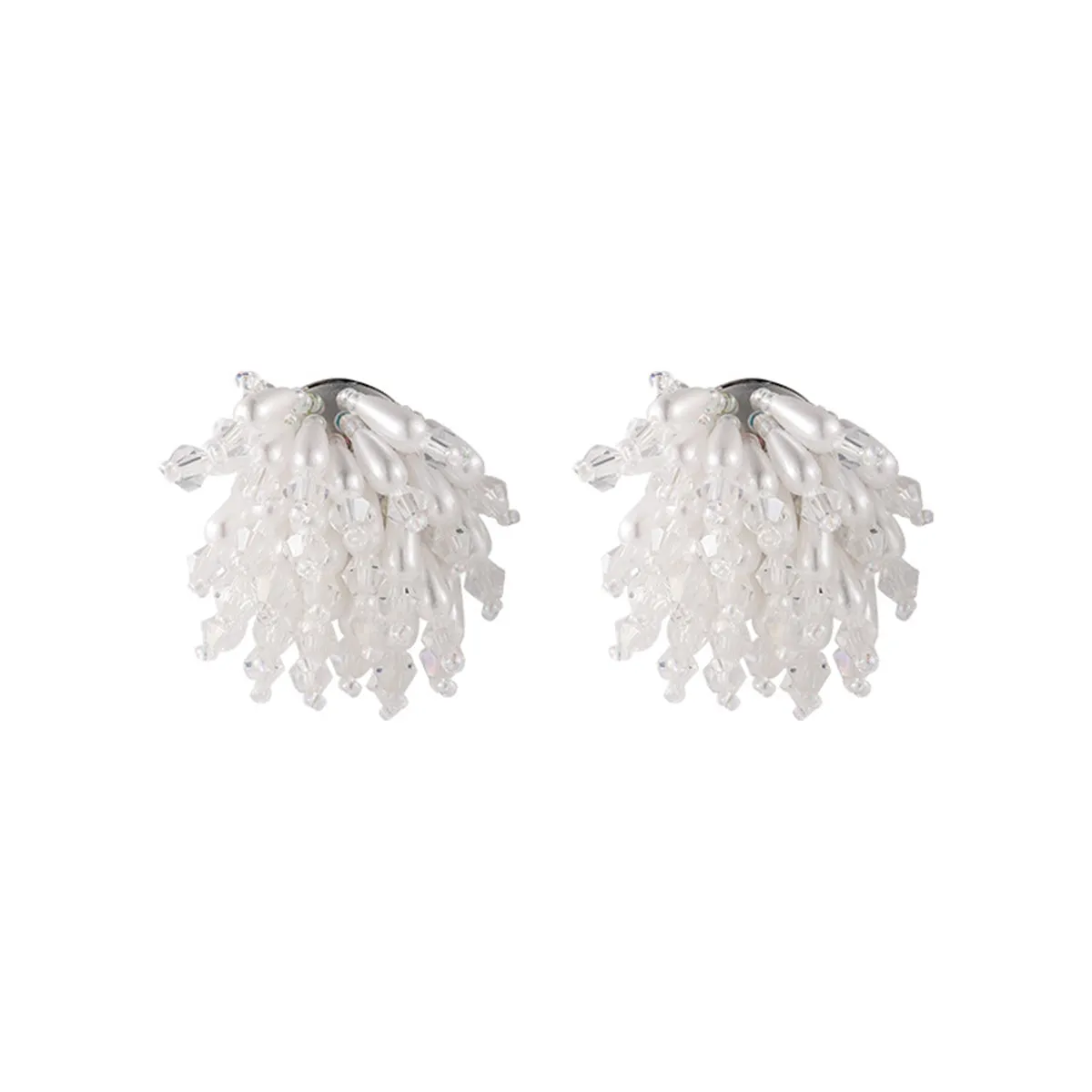 Pearl & Acrylic Silver-Plated Cluster Stud Earrings