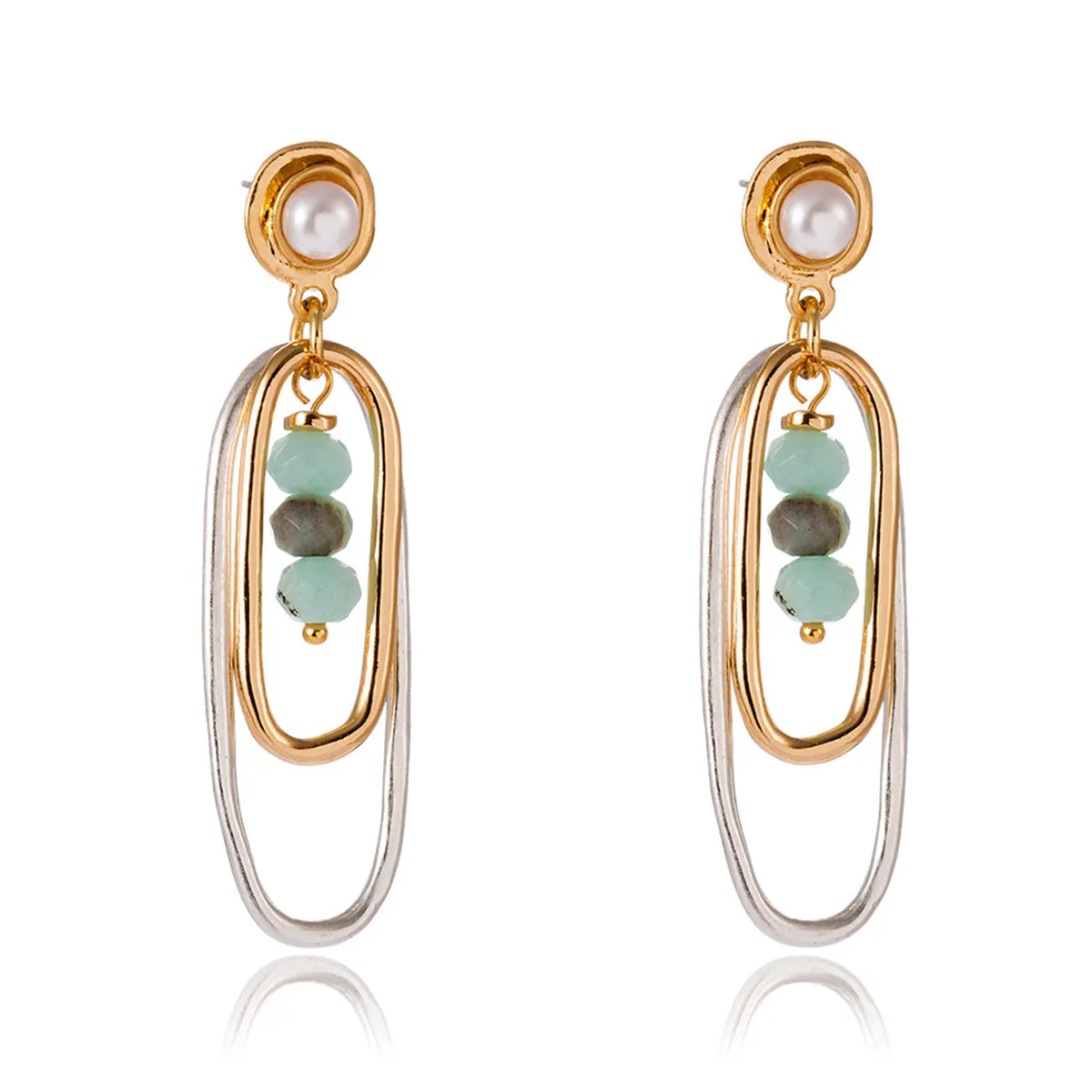 Pearl & Acrylic Two-Tone Paperclip Drop Earrings