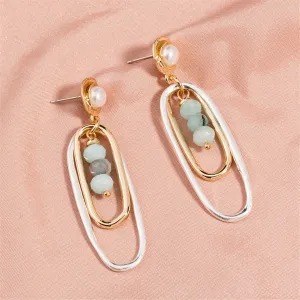 Pearl & Acrylic Two-Tone Paperclip Drop Earrings
